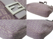 画像をギャラリービューアに読み込む, FENDI フェンディ マンマバケット ホーボー ワンショルダーバッグ 8BR036 ズッキーノ柄 キャンバス レザー パープル 美品 中古 4b003902