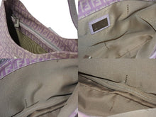 画像をギャラリービューアに読み込む, FENDI フェンディ マンマバケット ホーボー ワンショルダーバッグ 8BR036 ズッキーノ柄 キャンバス レザー パープル 美品 中古 4b003902