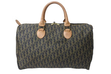 画像をギャラリービューアに読み込む, 極美品 Christian Dior クリスチャンディオール ボストンバッグ トロッター柄 ブラック ベージュ PVC レザー ゴールド金具 総柄 中古 4b003904