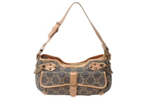 画像をギャラリービューアに読み込む, CELINE セリーヌ ワンショルダーバッグ SA00/25 マカダム柄 キャンバス レザー グレー系 ブロンズ系 良品 中古 4b003915