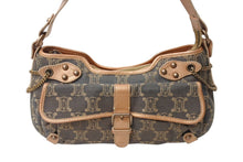 画像をギャラリービューアに読み込む, CELINE セリーヌ ワンショルダーバッグ SA00/25 マカダム柄 キャンバス レザー グレー系 ブロンズ系 良品 中古 4b003915