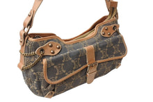 画像をギャラリービューアに読み込む, CELINE セリーヌ ワンショルダーバッグ SA00/25 マカダム柄 キャンバス レザー グレー系 ブロンズ系 良品 中古 4b003915