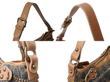 画像をギャラリービューアに読み込む, CELINE セリーヌ ワンショルダーバッグ SA00/25 マカダム柄 キャンバス レザー グレー系 ブロンズ系 良品 中古 4b003915