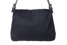 画像をギャラリービューアに読み込む, FENDI フェンディ マンマバケット ワンショルダーバッグ デニム レザー ネイビー シルバー金具 美品 中古 4b003916