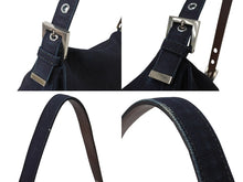 画像をギャラリービューアに読み込む, FENDI フェンディ マンマバケット ワンショルダーバッグ デニム レザー ネイビー シルバー金具 美品 中古 4b003916