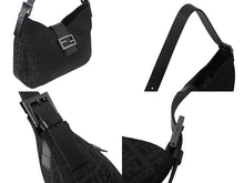 画像をギャラリービューアに読み込む, FENDI フェンディ マンマバケット ホーボー ワンショルダーバッグ 8BR036 ズッキーノ柄 キャンバス レザー ブラック 美品 中古 4b003917