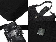 画像をギャラリービューアに読み込む, FENDI フェンディ マンマバケット ホーボー ワンショルダーバッグ 8BR036 ズッキーノ柄 キャンバス レザー ブラック 美品 中古 4b003917