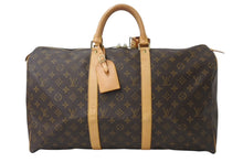 画像をギャラリービューアに読み込む, LOUIS VUITTON ルイヴィトン キーポル50 ボストンバッグ M41426 モノグラムキャンバス ブラウン ゴールド金具 美品 中古 4b003922