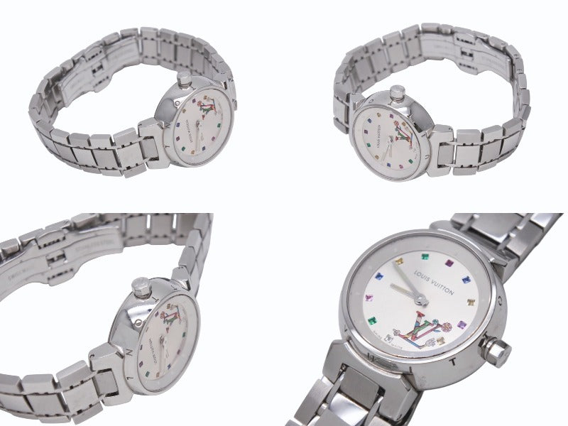 Very Good Condition Limited to 500 pieces worldwide LOUIS VUITTON Takashi Murakami Watch Tambour Love Q12130 Leather Stainless Steel Silver Multicolor Used 4b003936