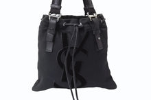 Load image into Gallery viewer, YVES SAINT LAURENT イヴサンローラン カハラ ハンドバッグ 123435 キャンバス レザー ブラック ロゴ刺繍 美品 中古 4b003937