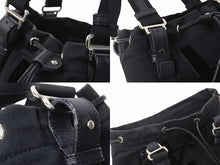 Load image into Gallery viewer, YVES SAINT LAURENT イヴサンローラン カハラ ハンドバッグ 123435 キャンバス レザー ブラック ロゴ刺繍 美品 中古 4b003937