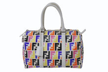 画像をギャラリービューアに読み込む, FENDI フェンディ ハンドバッグ 8BL098 PVC レザー マルチカラー ホワイト ズッカ柄 総柄 シルバー金具 美品 中古 4b003938