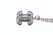 Load image into Gallery viewer, CHANEL シャネル ネックレス ココマーク デカココマーク GP ラインストーン 重量約8.6g クリア ブラック シルバー金具 美品 中古 4b003944