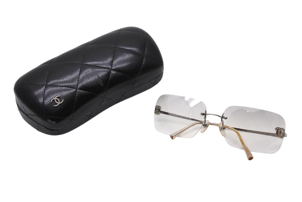 CHANEL シャネル リムレス ラインストーン ココマーク サングラス