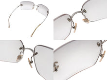 画像をギャラリービューアに読み込む, CHANEL シャネル リムレス ラインストーン ココマーク サングラス クリア シルバー プラスチック メタル ロゴ 62☐17 4017 シルバー金具 美品 中古 4b003947