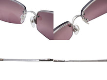 Load image into Gallery viewer, CHANEL シャネル リムレス ラインストーン ココマーク サングラス パープル シルバー プラスチック メタル ロゴ 56☐16 4093 シルバー金具 美品 中古 4b003949