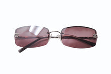Load image into Gallery viewer, CHANEL シャネル リムレス ラインストーン ココマーク サングラス パープル シルバー プラスチック メタル ロゴ 56☐16 4093 シルバー金具 美品 中古 4b003949