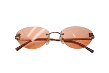 画像をギャラリービューアに読み込む, CHANEL シャネル リムレス ココマーク サングラス オレンジ プラスチック メタル ロゴ 53☐19 4003 ブロンズ金具 美品 中古 4b003962