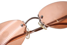 画像をギャラリービューアに読み込む, CHANEL シャネル リムレス ココマーク サングラス オレンジ プラスチック メタル ロゴ 53☐19 4003 ブロンズ金具 美品 中古 4b003962