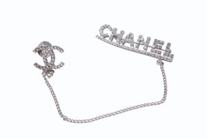 極美品 CHANEL シャネル ココマーク ブローチ 重量約12.1g 02P刻印 ブランドロゴ ラインストーン メタル シルバー クリア 中古 4b003968