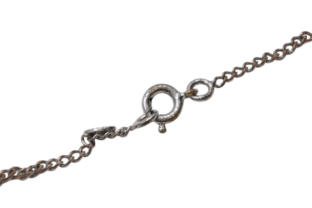 Very Good Condition CHANEL Coco Mark Necklace Rhinestone Accessory 06V Engraved Metal Silver 4g Used 4b003942