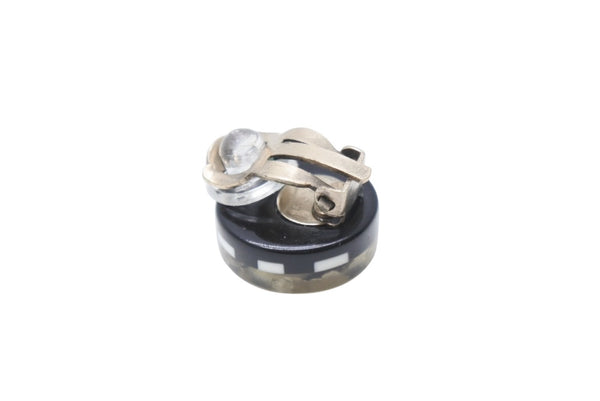 極美品 CHANEL シャネル イヤリング 両耳 ボーダー丸ボタン ココマーク＆パール＆リボンモチーフ 08A刻印 4.0g クリア ブラック ホワイト 中古 4b003973