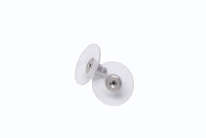 CHANEL Chanel earrings round button here mark 99A engraved both ears 2.1g plastic metal clear white silver mint condition used 4b003984
