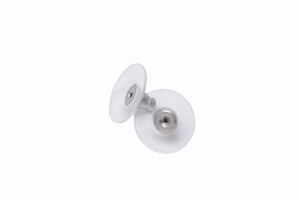 CHANEL Chanel earrings round button here mark 99A engraved both ears 2.1g plastic metal clear white silver mint condition used 4b003984