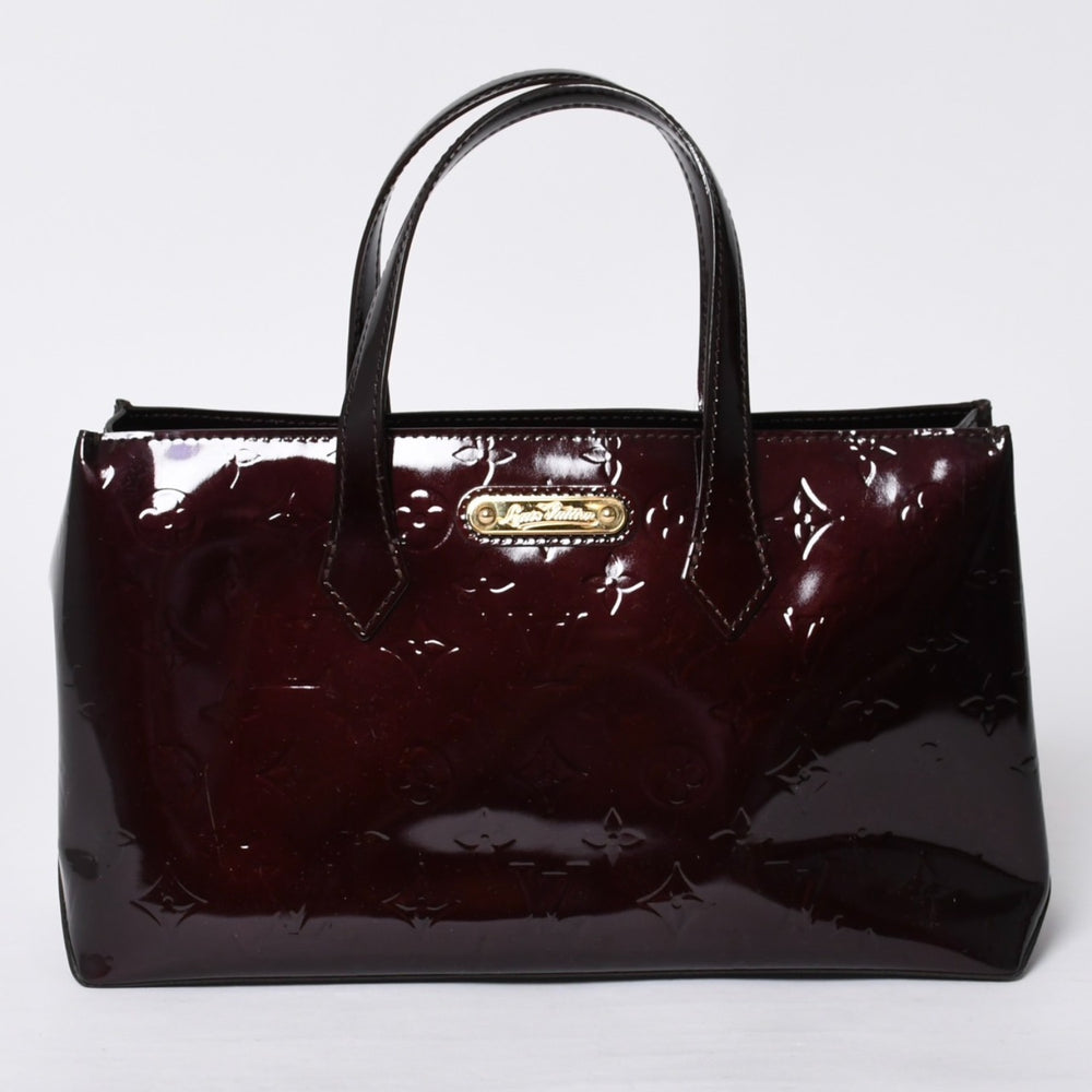LOUIS VUITTON Wilshire PM Handbag M93641 Brown Amarant Enamel Monogram Vernis Good Condition Used 4a000670