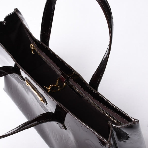 LOUIS VUITTON Wilshire PM Handbag M93641 Brown Amarant Enamel Monogram Vernis Good Condition Used 4a000670