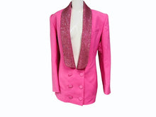 画像をギャラリービューアに読み込む, 極美品 AREA エリア Tuxedo ビジュートリム タキシードジャケット サイズ2 ラインストーン ピンク 中古 4b003990