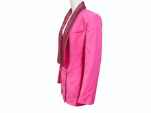 画像をギャラリービューアに読み込む, 極美品 AREA エリア Tuxedo ビジュートリム タキシードジャケット サイズ2 ラインストーン ピンク 中古 4b003990