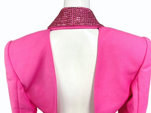 画像をギャラリービューアに読み込む, 極美品 AREA エリア Tuxedo ビジュートリム タキシードジャケット サイズ2 ラインストーン ピンク 中古 4b003990