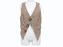 Load image into Gallery viewer, 極美品 AREA エリア ウール コットン混 チェック柄 ベスト クリスタル付き ブラウン サイズ4 中古 4b003991
