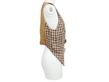 Load image into Gallery viewer, 極美品 AREA エリア ウール コットン混 チェック柄 ベスト クリスタル付き ブラウン サイズ4 中古 4b003991