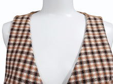 Load image into Gallery viewer, 極美品 AREA エリア ウール コットン混 チェック柄 ベスト クリスタル付き ブラウン サイズ4 中古 4b003991