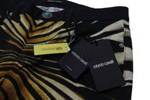 Load image into Gallery viewer, 新品未使用 Roberto Cavalli ロベルトカバリ デニムパンツ テーパード Ray of Gold print コットン エラステン ブラック サイズ42 中古 4b003995