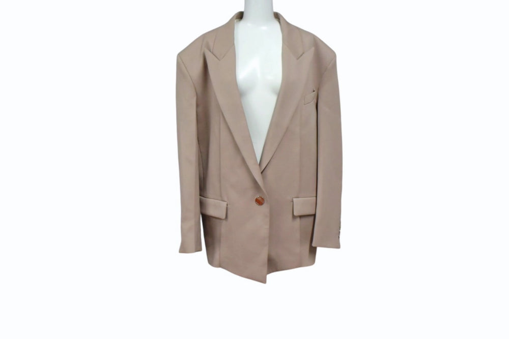 THE ATTICO Glen Oversize Blazer Jacket 241WCG46 Size 38 Beige Good Condition Used 4b003998