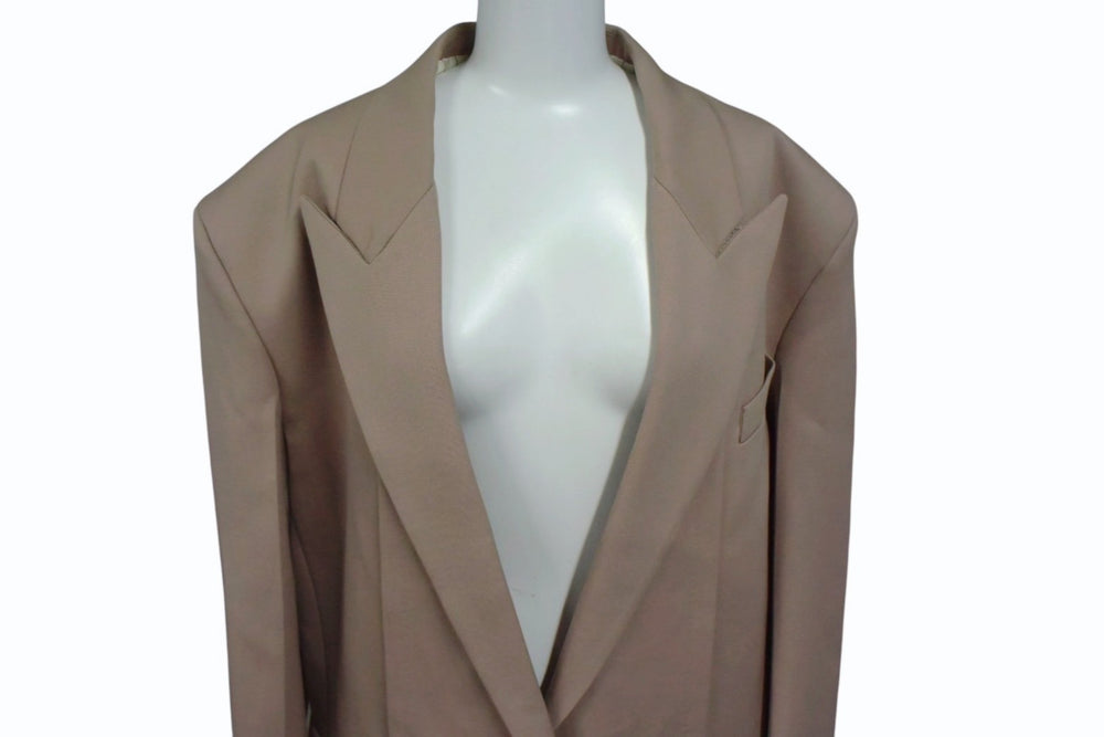THE ATTICO Glen Oversize Blazer Jacket 241WCG46 Size 38 Beige Good Condition Used 4b003998