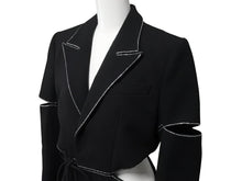 画像をギャラリービューアに読み込む, 極美品 MACH &amp; MACH マッハアンドマッハ テーラードジャケット イタリア製 ウール ラインストーン ブラック サイズ38 中古 4b004007