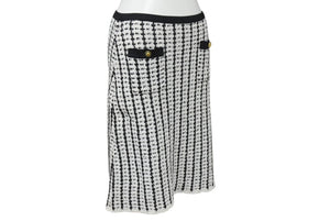 Very Good Condition CHANEL BOUTIQUE Chanel Boutique Tweed Knit Skirt Black White Bottoms Coco Button Coco Mark Logo Used 4b004015