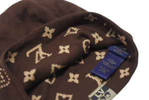 新品同様 LOUIS VUITTON ルイヴィトン ビーニー LV フィット モノグラム ニットキャップ M5248A サイズS ブラウン 中古 4b004018