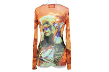 画像をギャラリービューアに読み込む, 極美品 JEAN PAUL GAULTIER MAILLE ジャンポールゴルチェ マイユ パワーネット 長袖トップス サイズL オレンジ マルチカラー 中古 4b004024