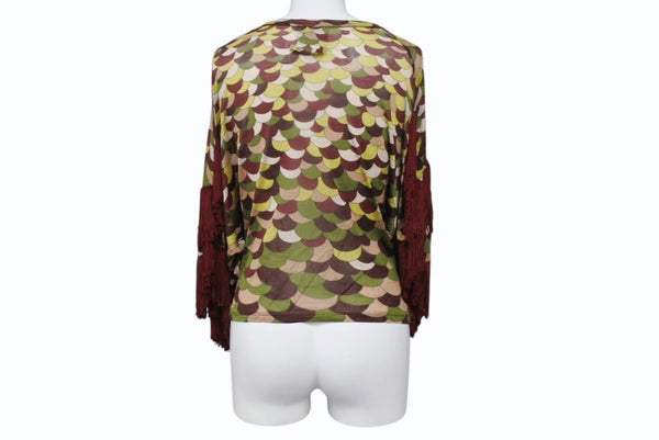 JeanPaul GAULTIER FEMME Fringe Deformed Cut and Sewn Wine Red Multicolor Size M Good Condition Used 4b004026