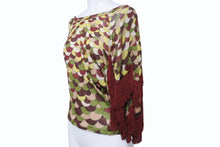 画像をギャラリービューアに読み込む, JeanPaul GAULTIER FEMME ジャンポールゴルチエファム フリンジ 変形カットソー ワインレッド マルチカラー サイズM 美品 中古 4b004026