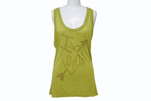 画像をギャラリービューアに読み込む, Christian Dior クリスチャンディオール ハート ロゴ ラインストーン ノースリーブ グリーン ガリアーノ レーヨン クリスタル 4H16155970 サイズ40 美品 中古 4b004063