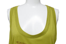 画像をギャラリービューアに読み込む, Christian Dior クリスチャンディオール ハート ロゴ ラインストーン ノースリーブ グリーン ガリアーノ レーヨン クリスタル 4H16155970 サイズ40 美品 中古 4b004063