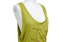 画像をギャラリービューアに読み込む, Christian Dior クリスチャンディオール ハート ロゴ ラインストーン ノースリーブ グリーン ガリアーノ レーヨン クリスタル 4H16155970 サイズ40 美品 中古 4b004063