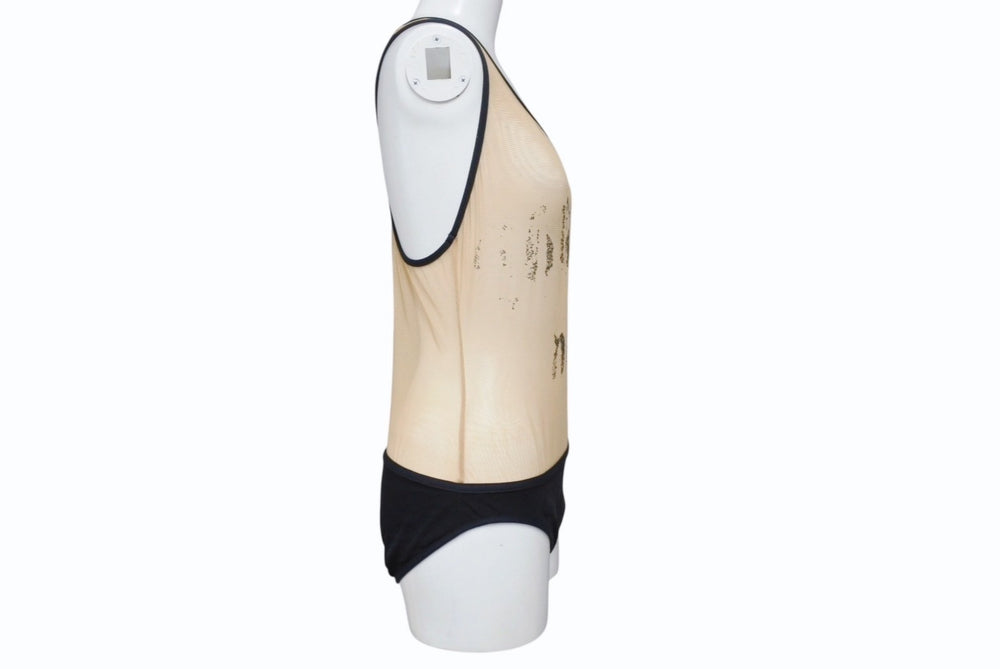 Christian Dior One Piece Swimsuit Swimwear Logo Print Beige Black Galliano Period Good Condition Used 4b004028