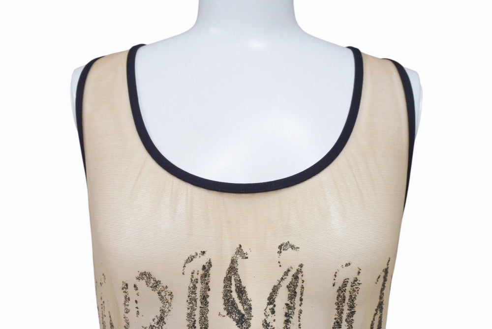 Christian Dior One Piece Swimsuit Swimwear Logo Print Beige Black Galliano Period Good Condition Used 4b004028